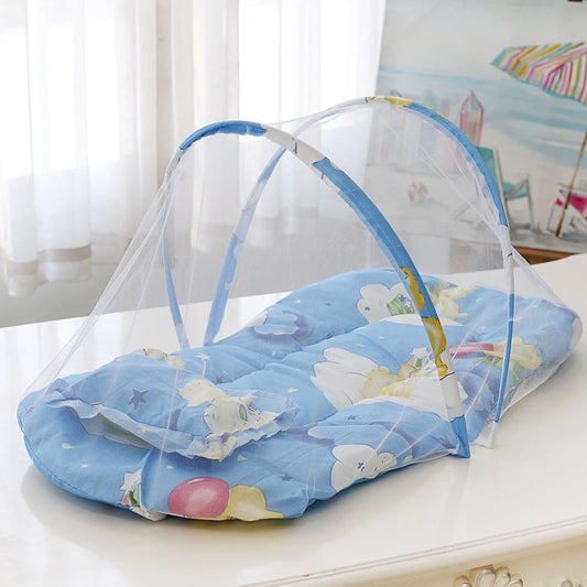 Baby Bed Infant Mosquito Nets Foldable with Cotton Pillows Portable Folding Baby Bedding Crib Netting